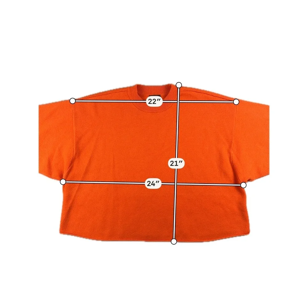 Lumiere‎ Women's Orange Crewneck Cropped Sweater Size Medium